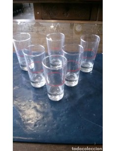 Seis vasos cristal años 60,...