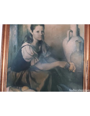 Cuadro antiguo lámina barnizada sobre...