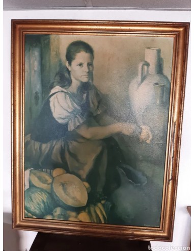 Cuadro antiguo lámina barnizada sobre...