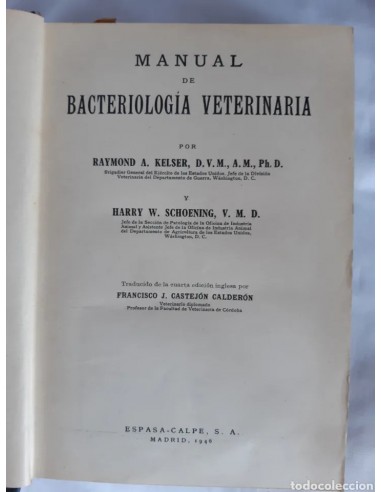 MANUAL DE BACTERIOLOGIA VETERINARIA,...