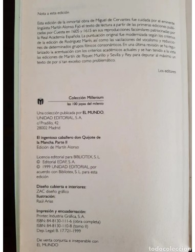 DON QUIJOTE DE LA MANCHA, parte II,...