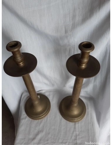 PAREJA CANDELEROS BRONCE SIGLO XVIII,...