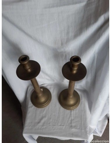 PAREJA CANDELEROS BRONCE SIGLO XVIII,...
