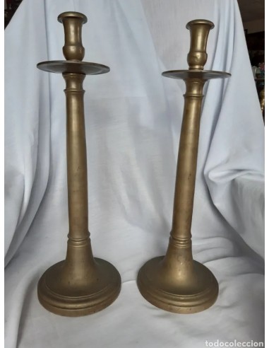 PAREJA CANDELEROS BRONCE SIGLO XVIII,...