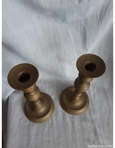 PAREJA CANDELEROS ANTIGUOS, BRONCE,...