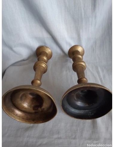 PAREJA CANDELEROS ANTIGUOS, BRONCE,...