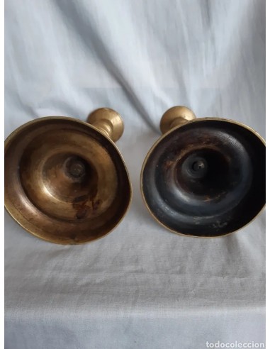 PAREJA CANDELEROS ANTIGUOS, BRONCE,...